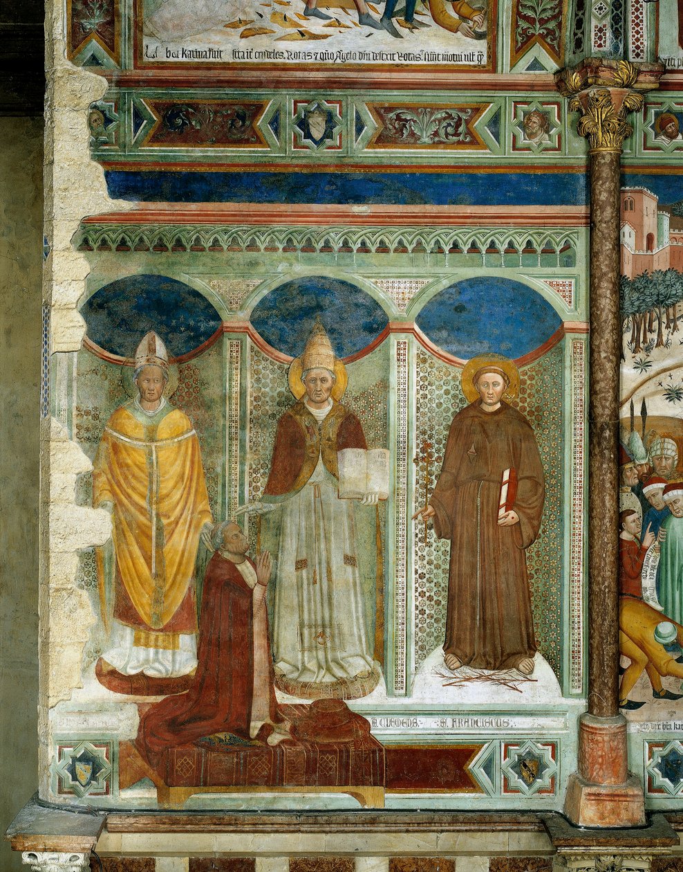 Sv. Sabinus, klečící kardinál egidio Albornoz, sv. Kliment a sv. František, výjevy ze života sv. Kateřiny Alexandrijské, ca. 1368 od Andrea de Bartoli