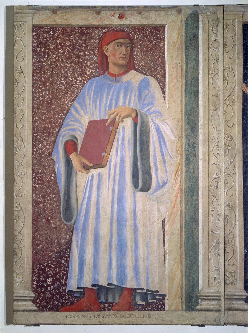 Giovanni Boccaccio (1313-75) ze série slavných mužů a žen Villa Carducci, kolem 1450 (freska položená na plátně) od Andrea del Castagno