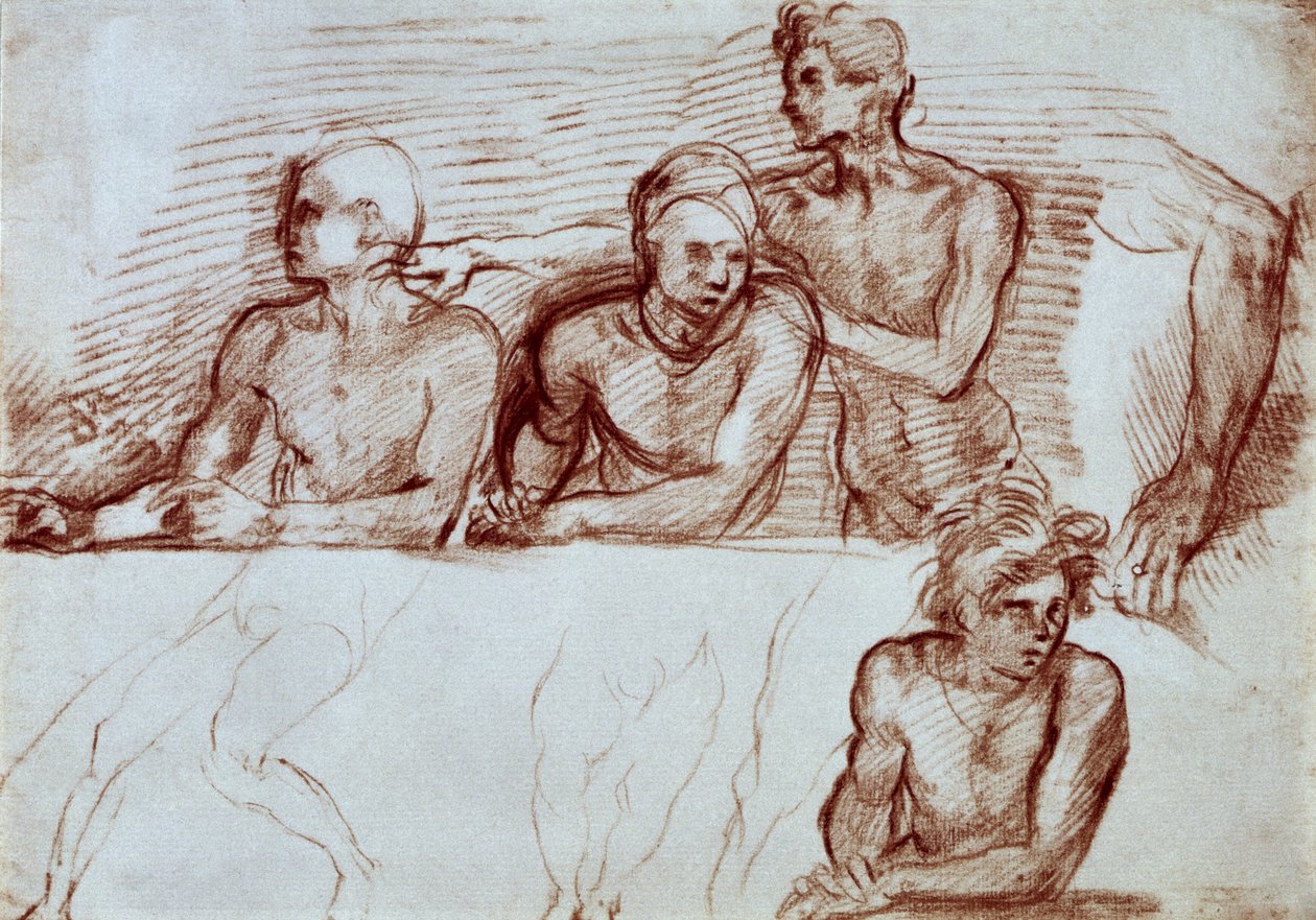 Studie čtyř mužských postav (křída) od Andrea del Sarto