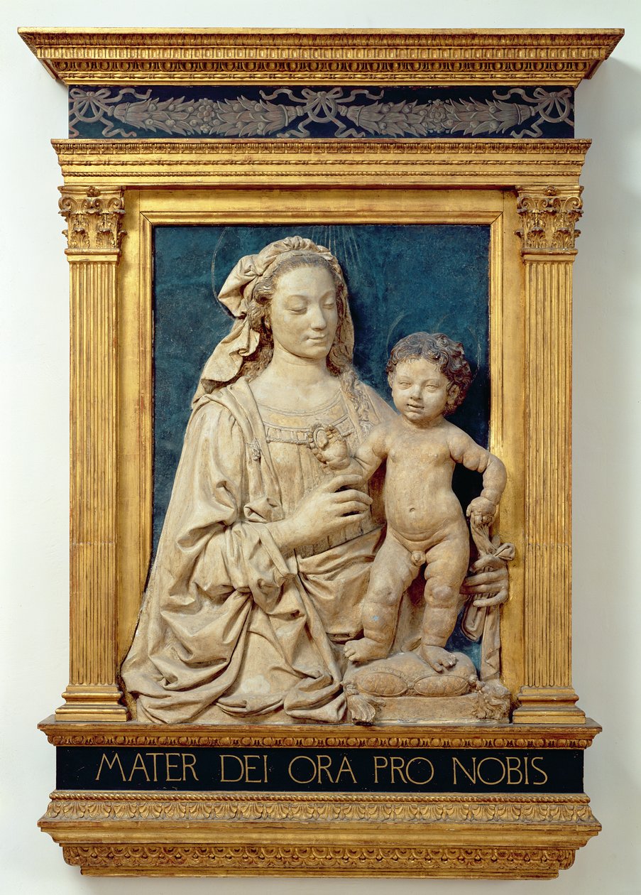 Madonna a dítě, cca 1470 (glazovaná terakota) (viz také 428020) od Andrea del Verrocchio