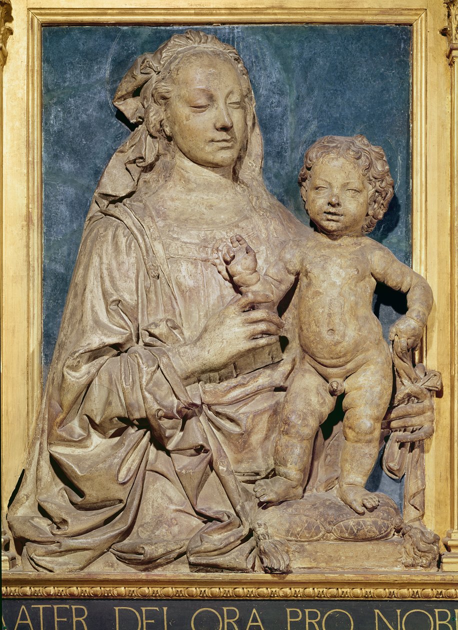 Madona s dítětem, asi 1470 (glazovaná terakota) (viz také 79880) od Andrea del Verrocchio