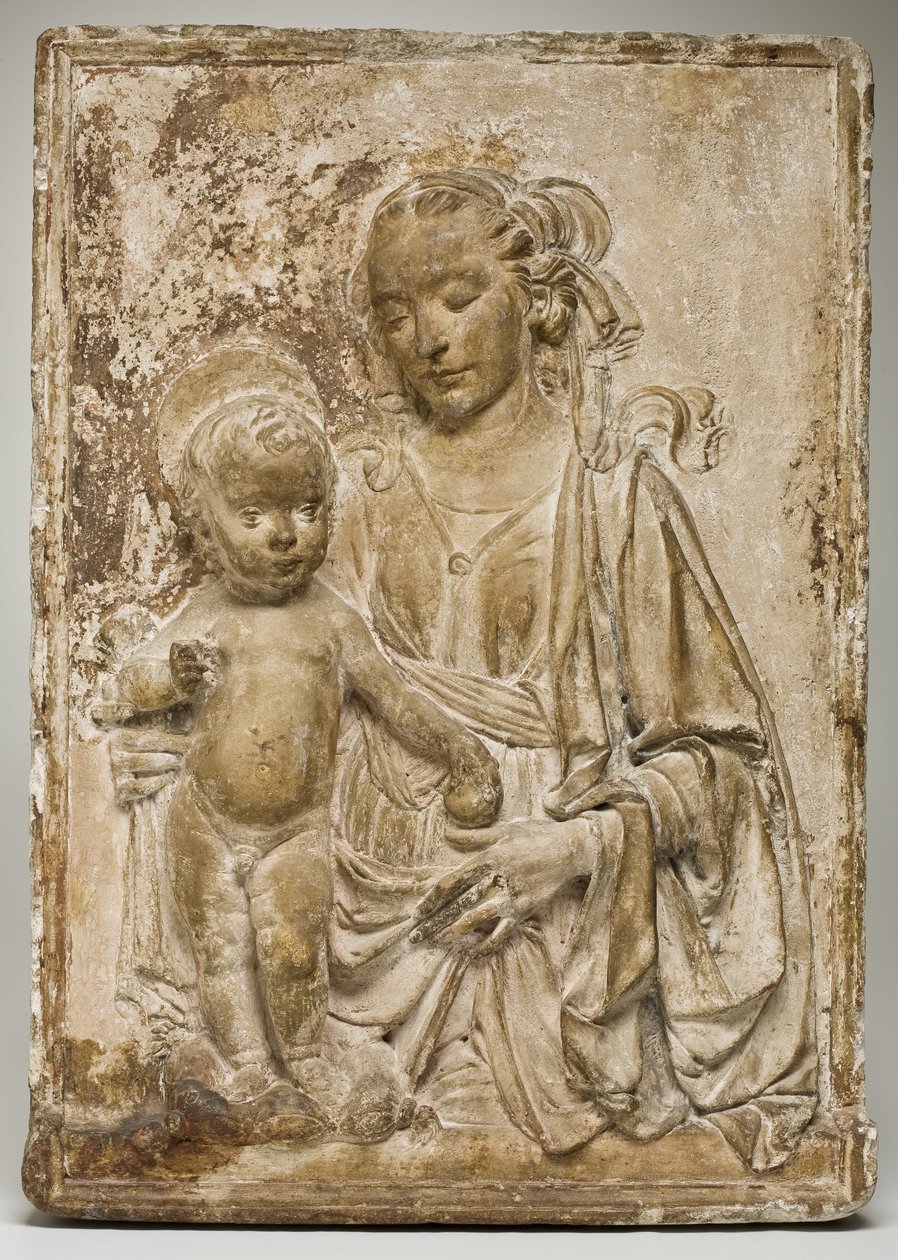 Madonna s dítětem, kolem 1470-80 (štuk nebo sádra) od Andrea del Verrocchio
