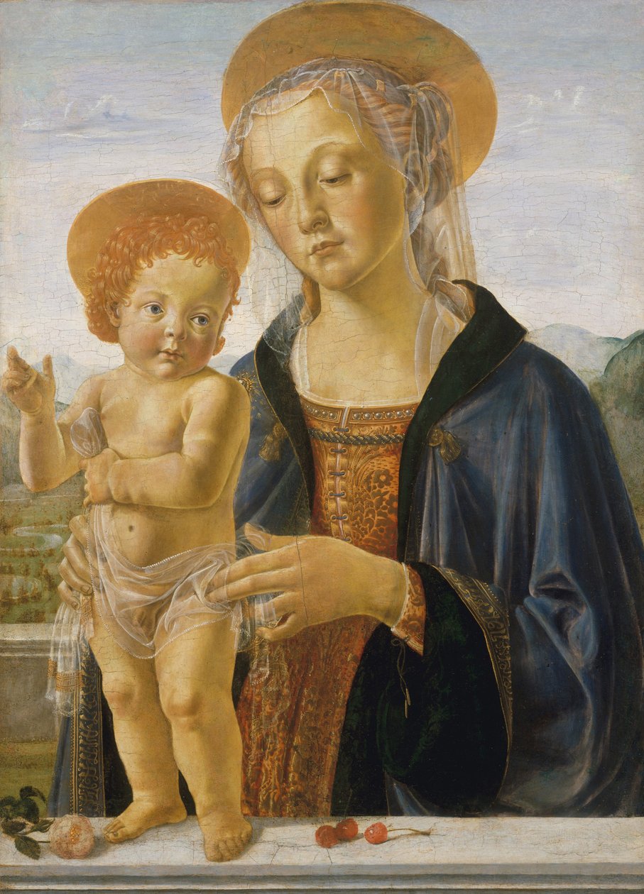 Madona s dítětem, asi 1470 (tempera a zlato na dřevě) od Andrea del Verrocchio