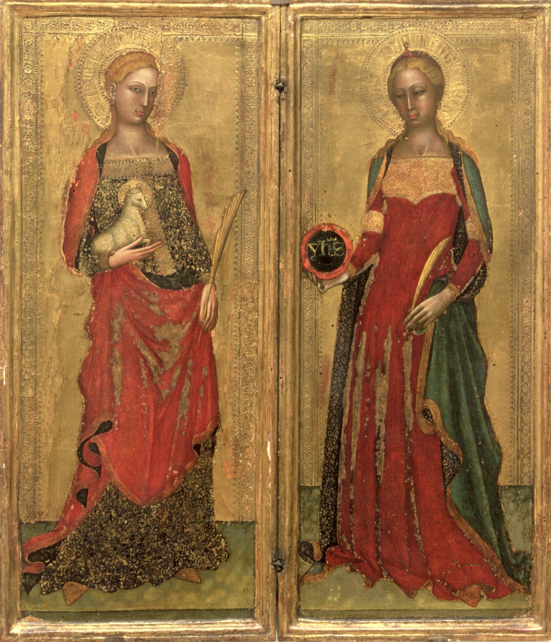 Svatá Anežka a Svatá Domitilla (tempera na panelu) od Andrea di Bonaiuto