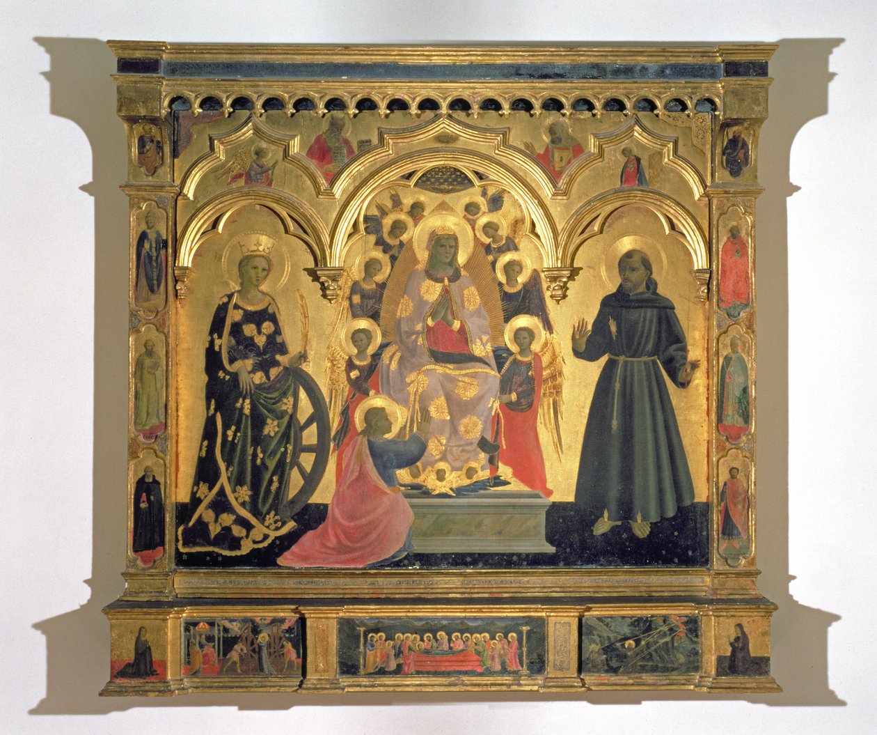 Madona z pásu se svatými a anděly, 1437 (tempera na panelu) od Andrea di Giusto Manzini