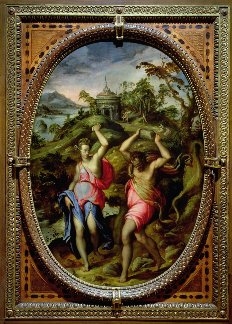 Deukalión a Pyrrha, 1572 (břidlice) od Andrea di Mariotto del Minga