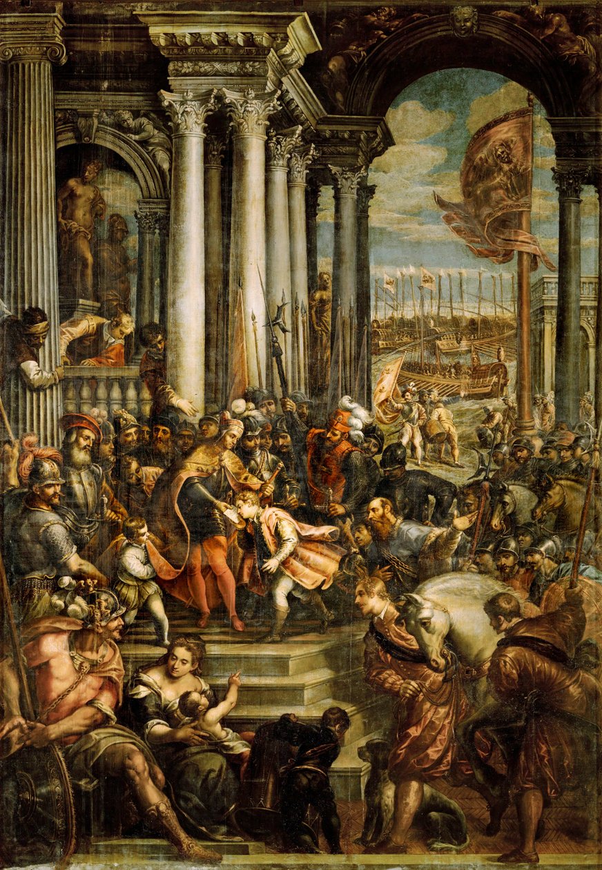 Byzantský císař Alexius IV Angelus ... (olej na plátně) od Andrea (1539 1614) Vicentino