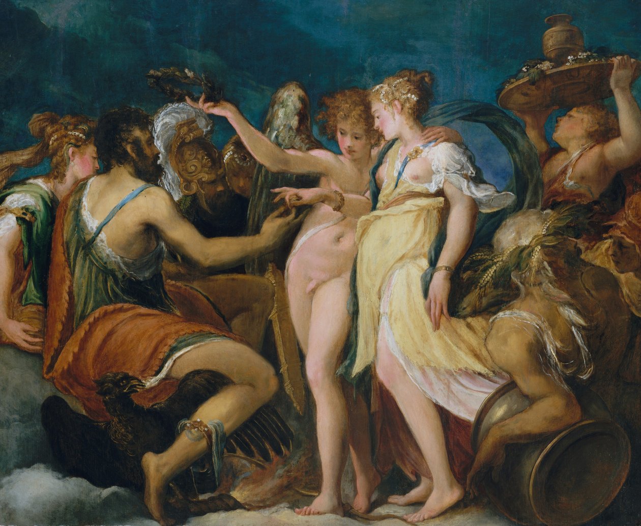 The Marriage of Cupid and Psyche, c.1550 (olej na dřevě, přeneseno do Masonite) od Andrea Schiavone