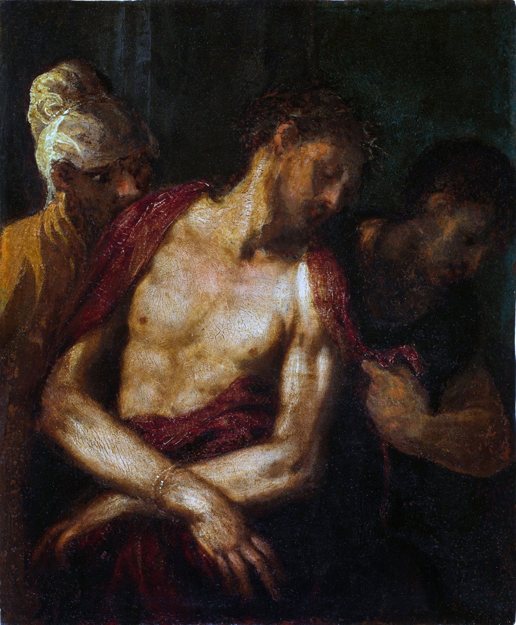 Ecce Homo par Schiavone, Andrea (asi 1520-1582). Olej na dřevě, rozměr: 34,9x31,4 od Andrea Schiavone