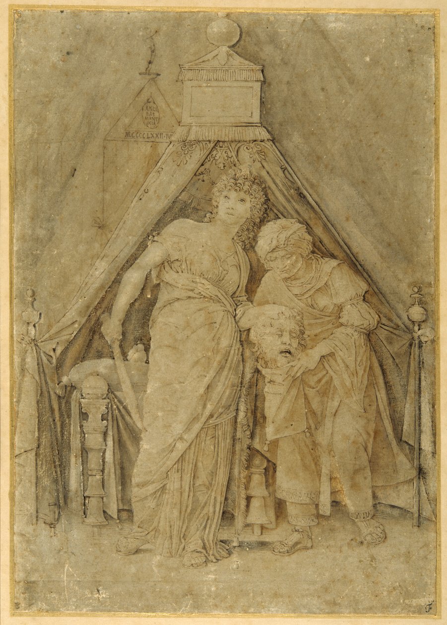 Judith s hlavou Holoferna, po Mantegnovi (pero a hnědý inkoust s hnědým praním) od Andrea (follower of) Mantegna