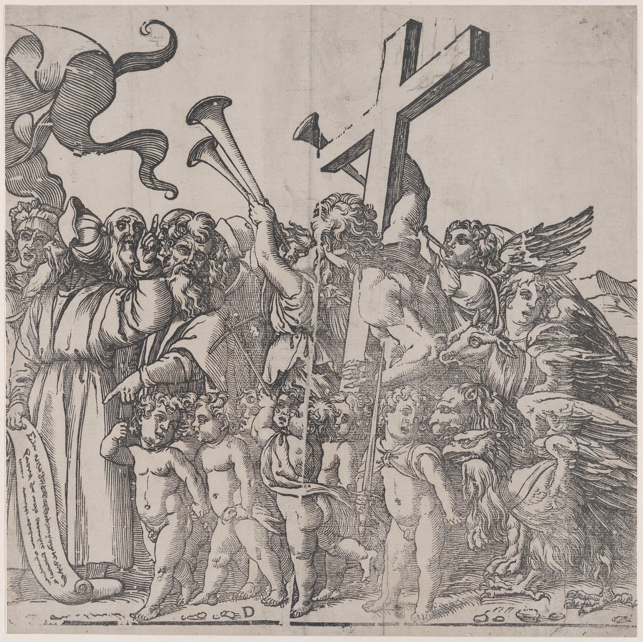 Část D: Andělé troubí na trubky atd., z Triumph of Christ, 1836. od Andrea Andreani