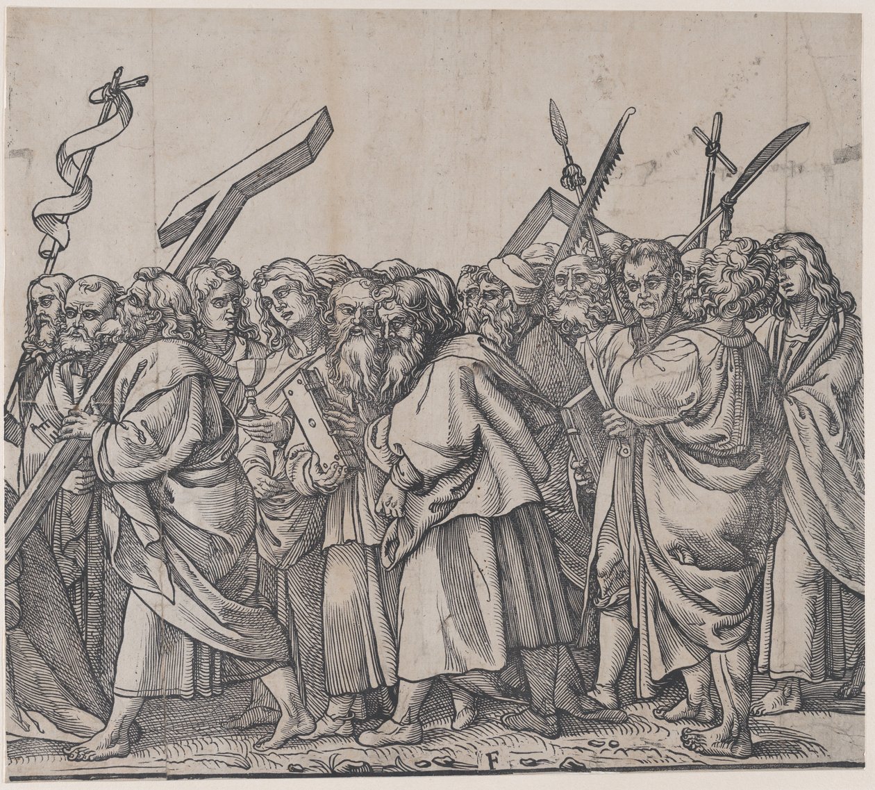 Část F: Svatí držící kříže, knihy a zbraně, z Triumph of Christ, 1836. od Andrea Andreani