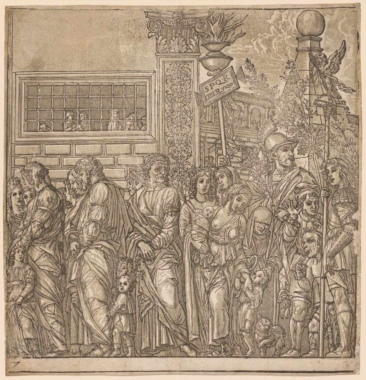 Triumf Julia Caesara: Procesí mužů, žen a dětí, 1593-99. od Andrea Andreani