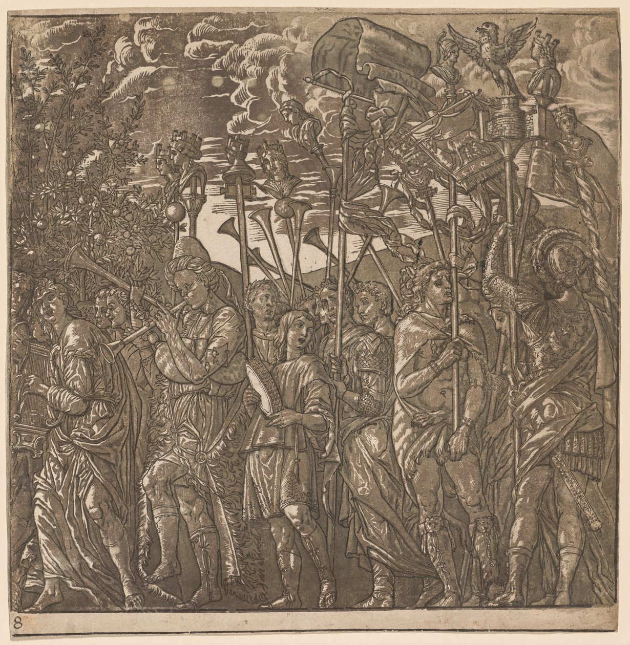 Triumf Julia Caesara: Vojáci nesoucí prapory a standarty, 1593-99. od Andrea Andreani