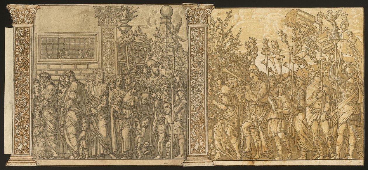 Triumf Julia Caesara [č. 7 a 8 plus 2 sloupy], 1599. od Andrea Andreani