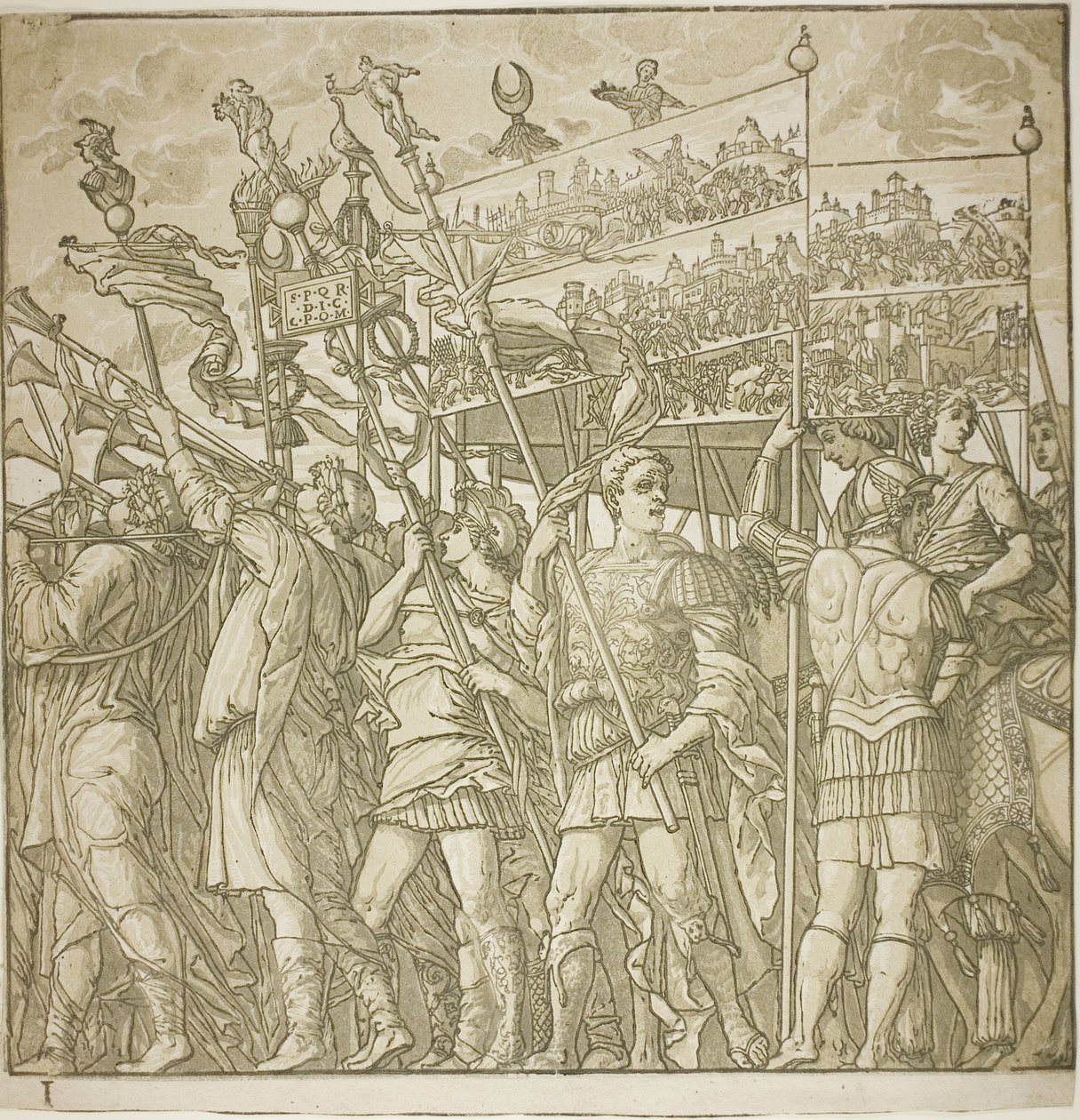 Triumph of Caesar   1282282   cs       czech Successfully Translated  Original: Joie parentale (Parental Joy). Dans un interieur modeste, un couple de paysans, le pere assis, tient son bebe a moitie nu, debout en equilibre sur ses genoux, a leurs cotes, la od Andrea Andreani