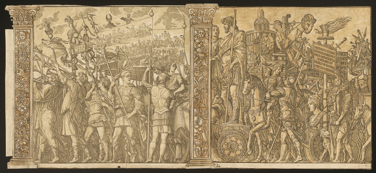 Triumf Julia Caesara [č. 1 a 2 plus 2 sloupce] od Andrea Andreani after Andrea Mantegna
