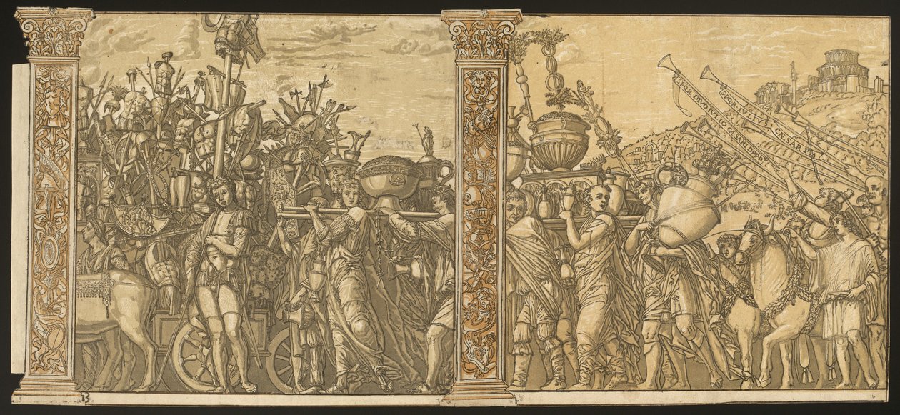 Triumf Julia Caesara [č. 3 a 4 plus 2 sloupce] od Andrea Andreani after Andrea Mantegna