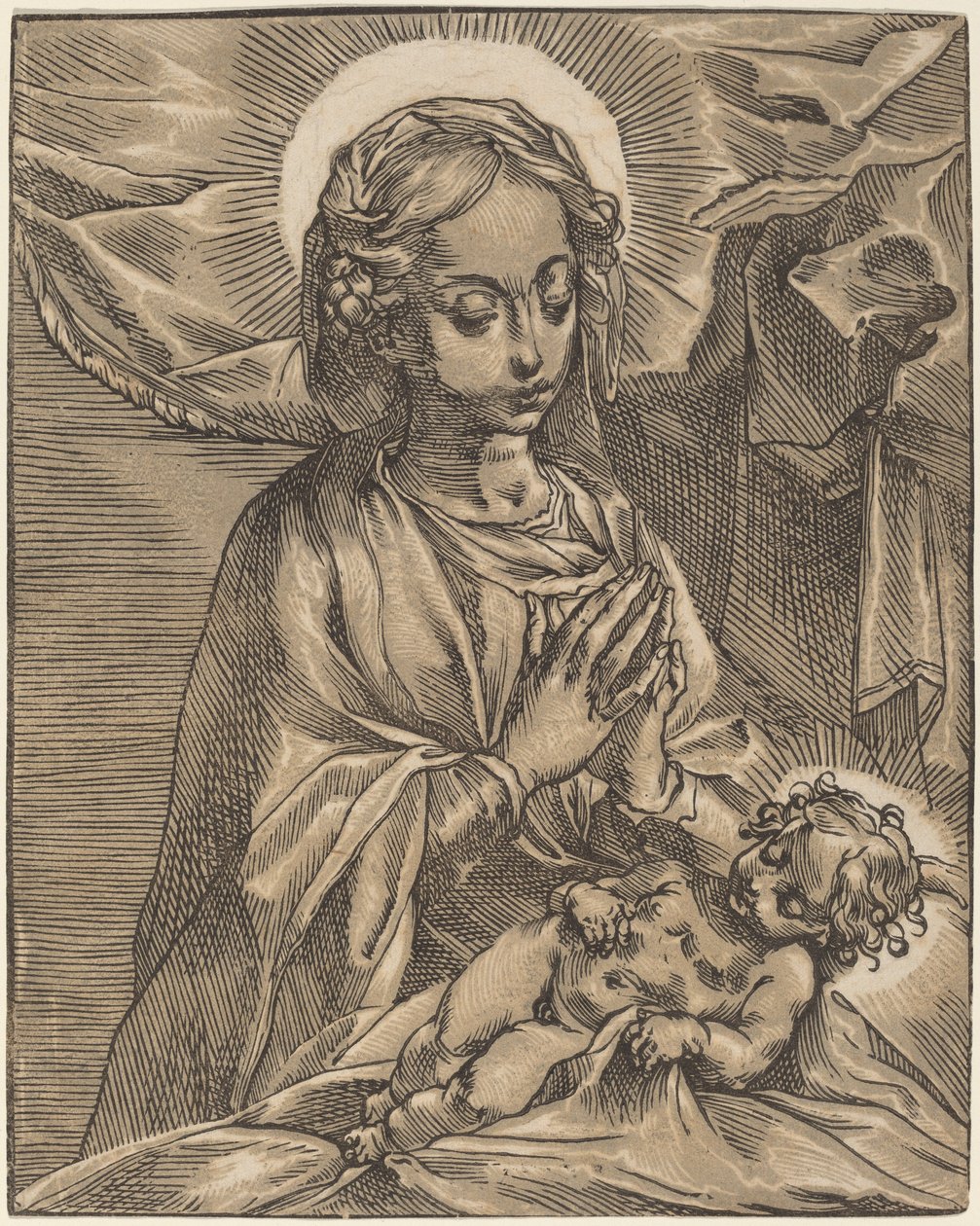 Madonna a dítě od Andrea Andreani after Francesco Vanni