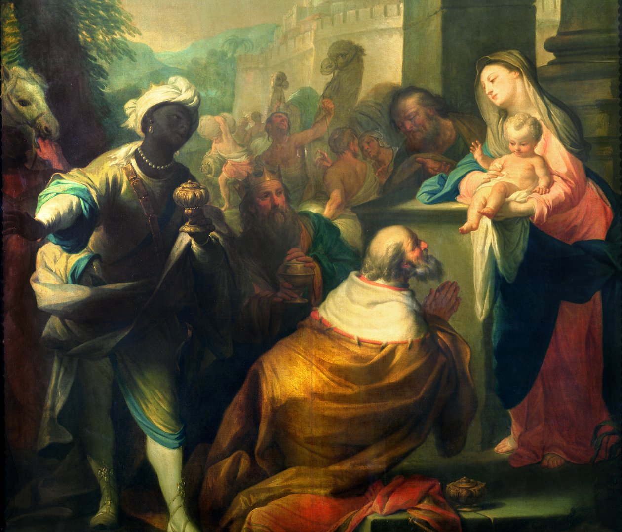Klanění tří králů, detail tří králů, c.1750 detail 87285 od Andrea Casali