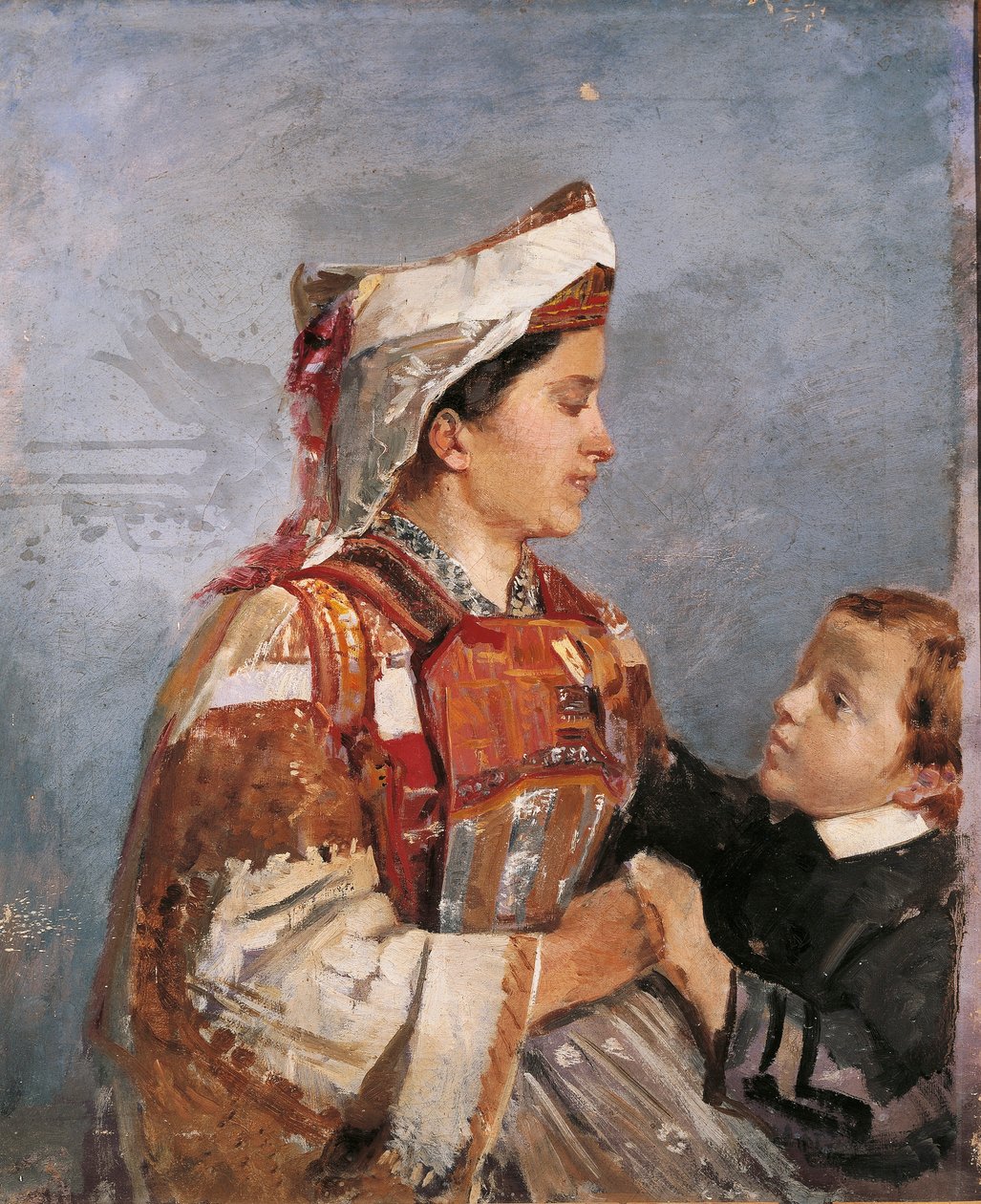 Manželka v albánském kostýmu, Andrea Cefaly (1827-1907) od Andrea Cefaly