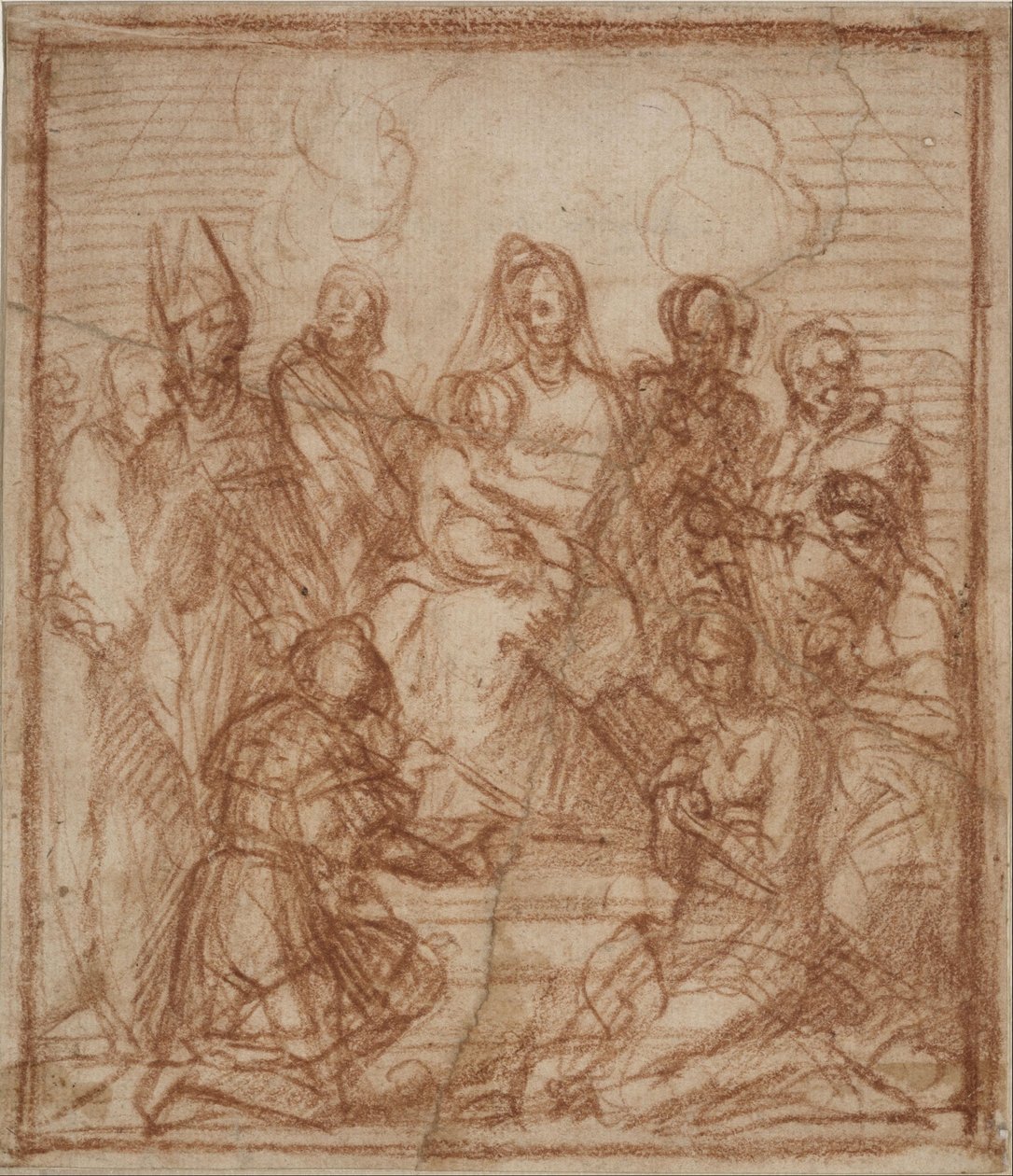 Na trůn Madona s dítětem a osm svatých (studie kompozice pro oltářní obraz v Sarzaně) od Andrea del Sarto
