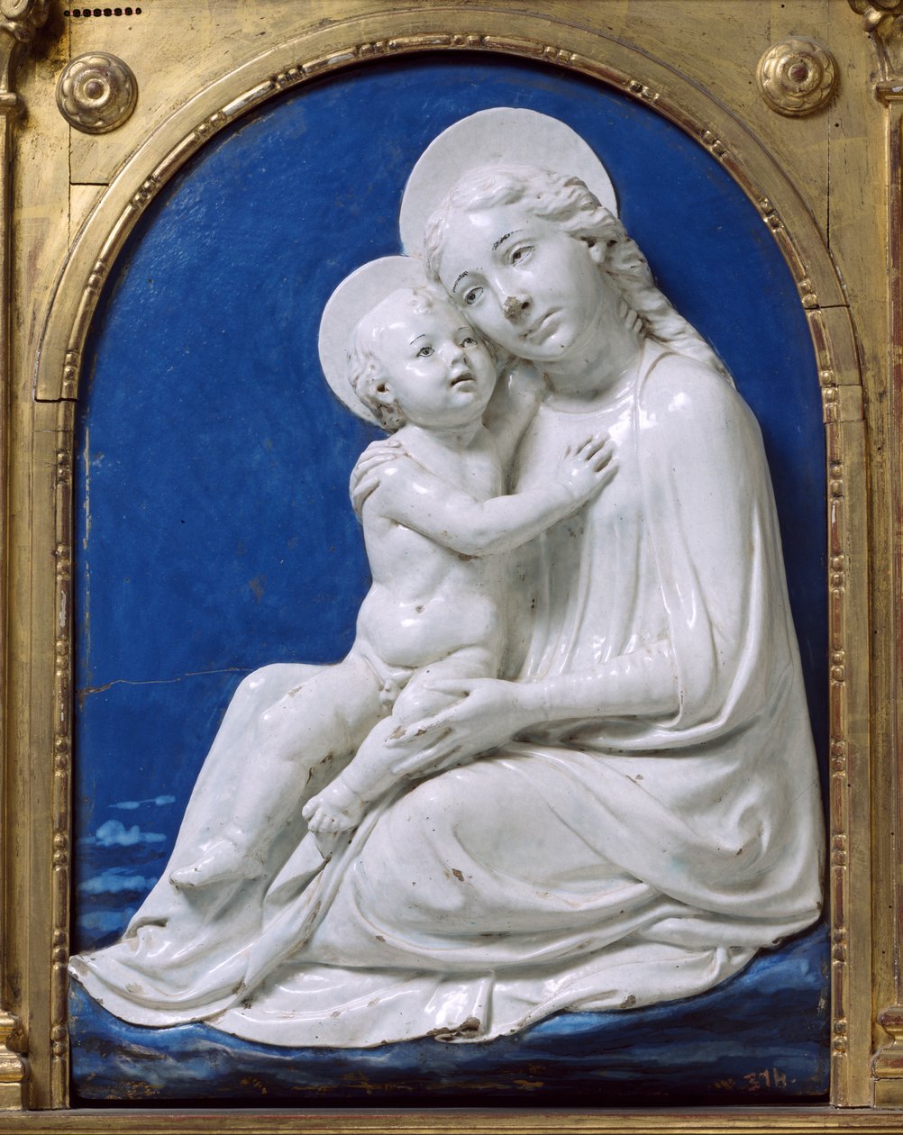 Madonna s dítětem (Madona pokory) (glazovaná terakota) od Andrea Della Robbia