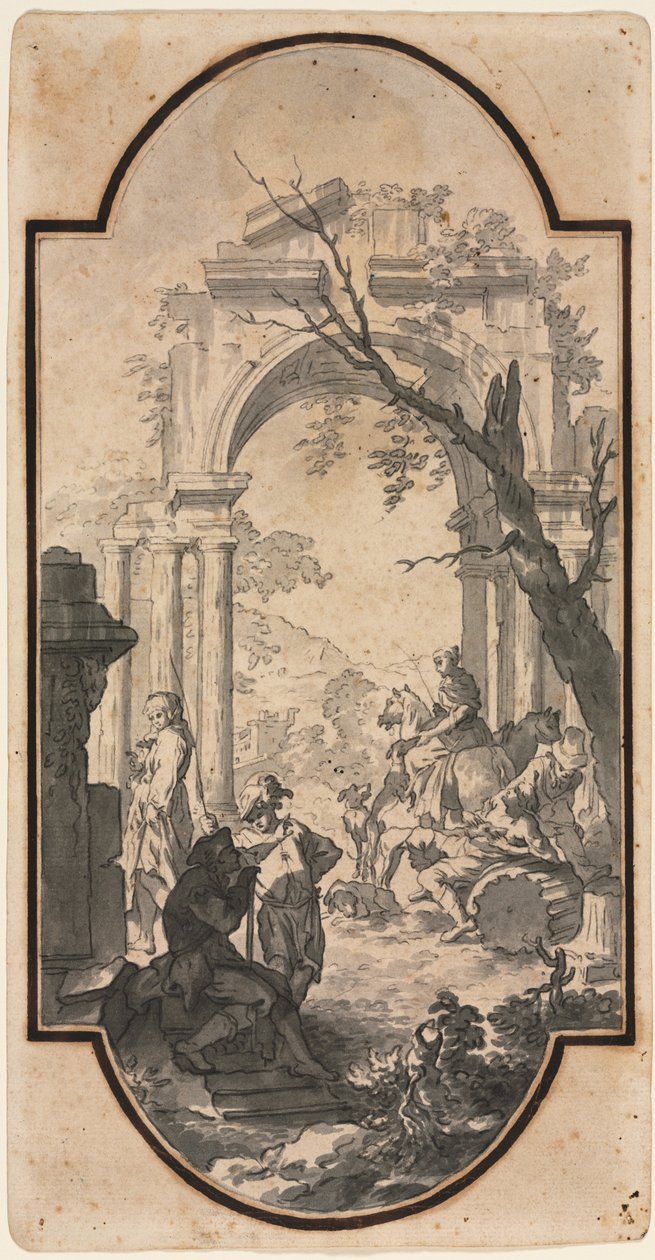 Triumfální oblouk a postavy, první polovina 1700. od Andrea Locatelli