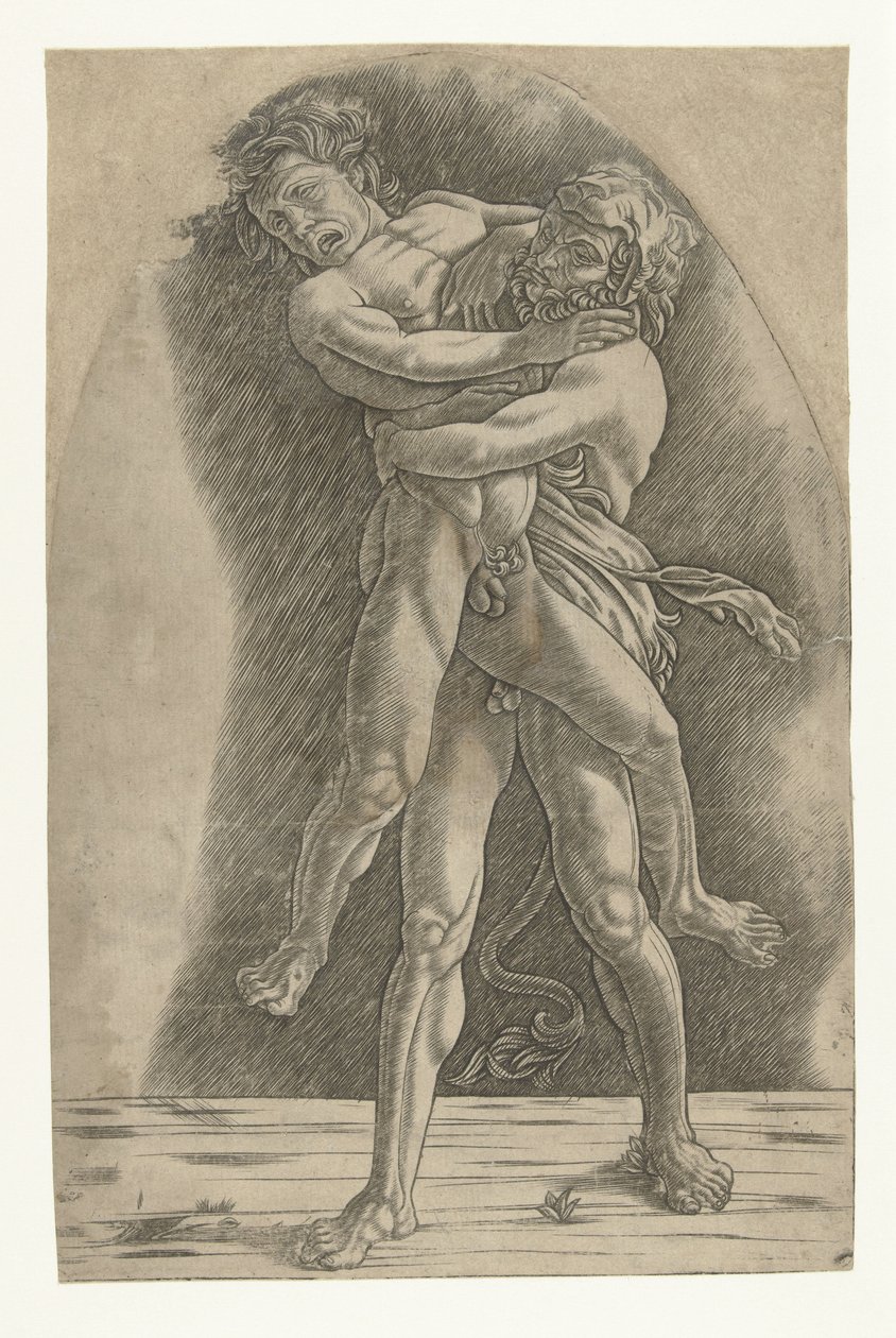Herkules zápasí s Antaeem od Andrea Mantegna (school of)