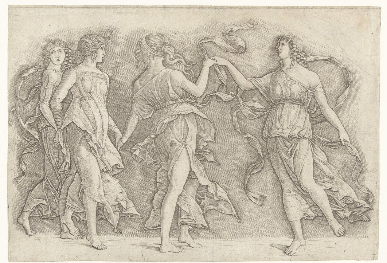 Čtyři tančící ženy od Andrea Mantegna (school of)