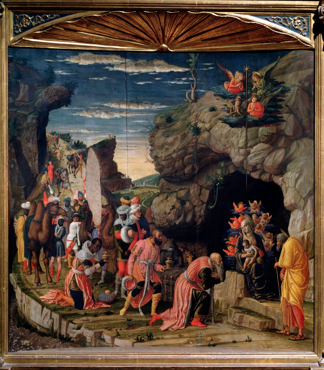 Klanění tří králů - Ústřední panel, c. 1462 od Andrea Mantegna
