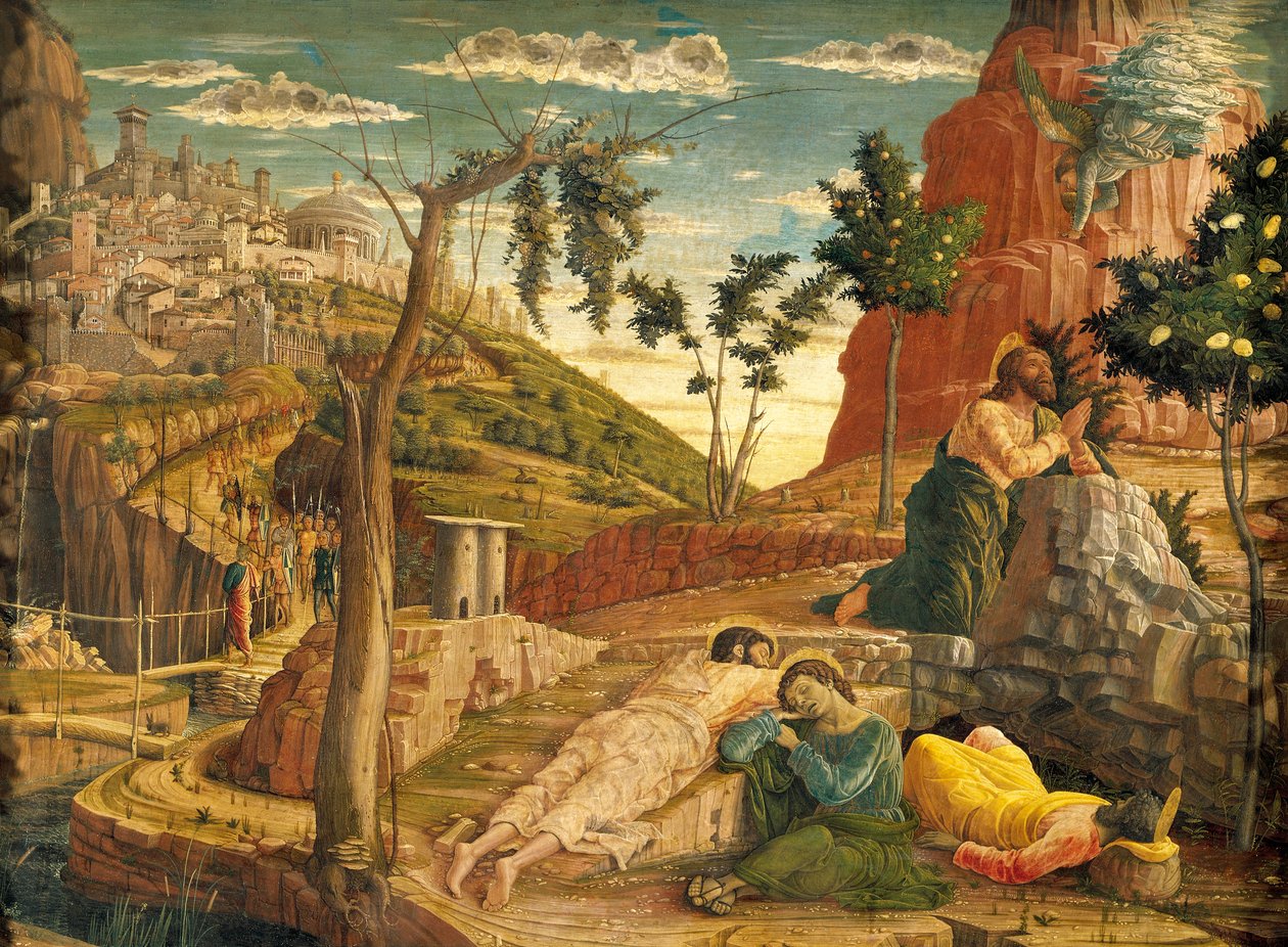 Agónie v zahradě Andrea Mantegna (1431-1506), Tempera na dřevě, 71x94 cm od Andrea Mantegna