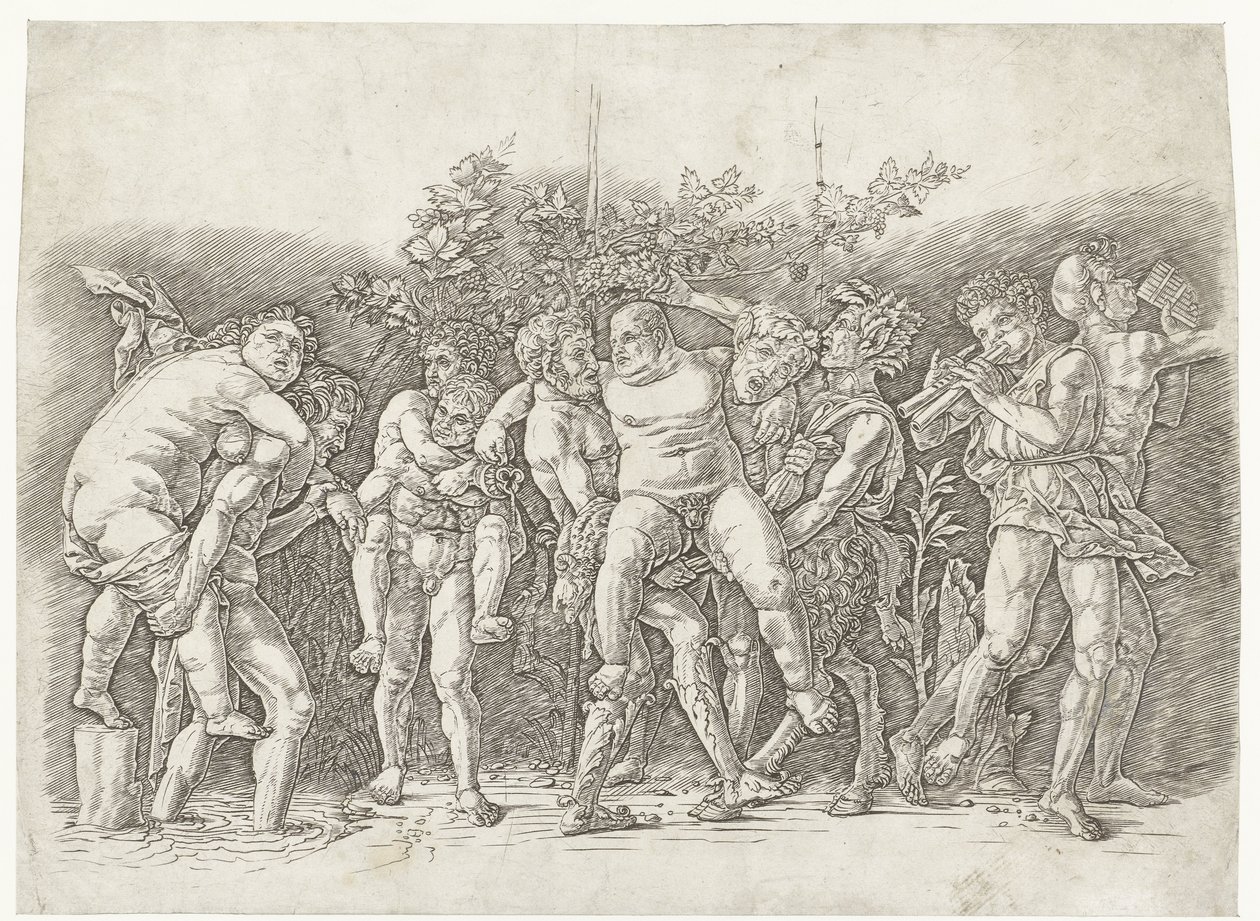 Bacchanal se setkal se Silenusem od Andrea Mantegna