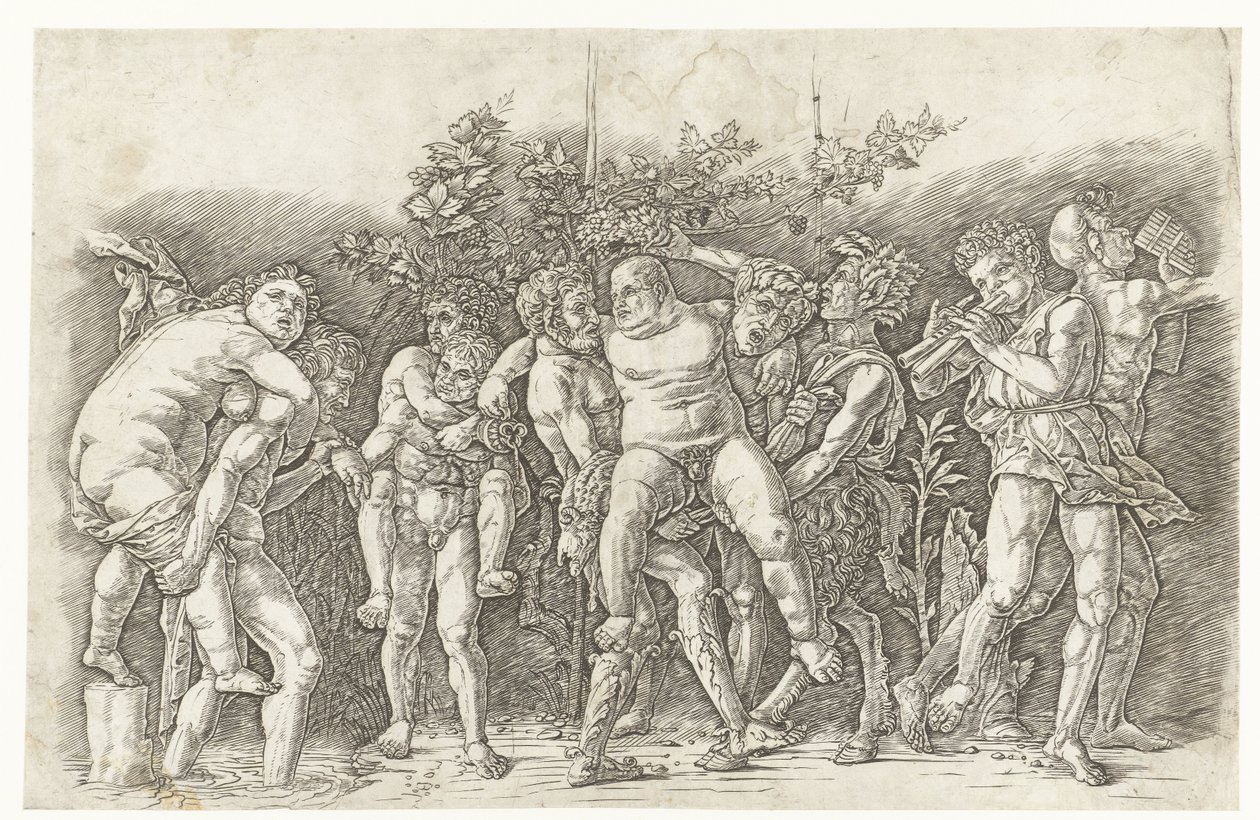 Bacchanal se setkal se Silenusem od Andrea Mantegna