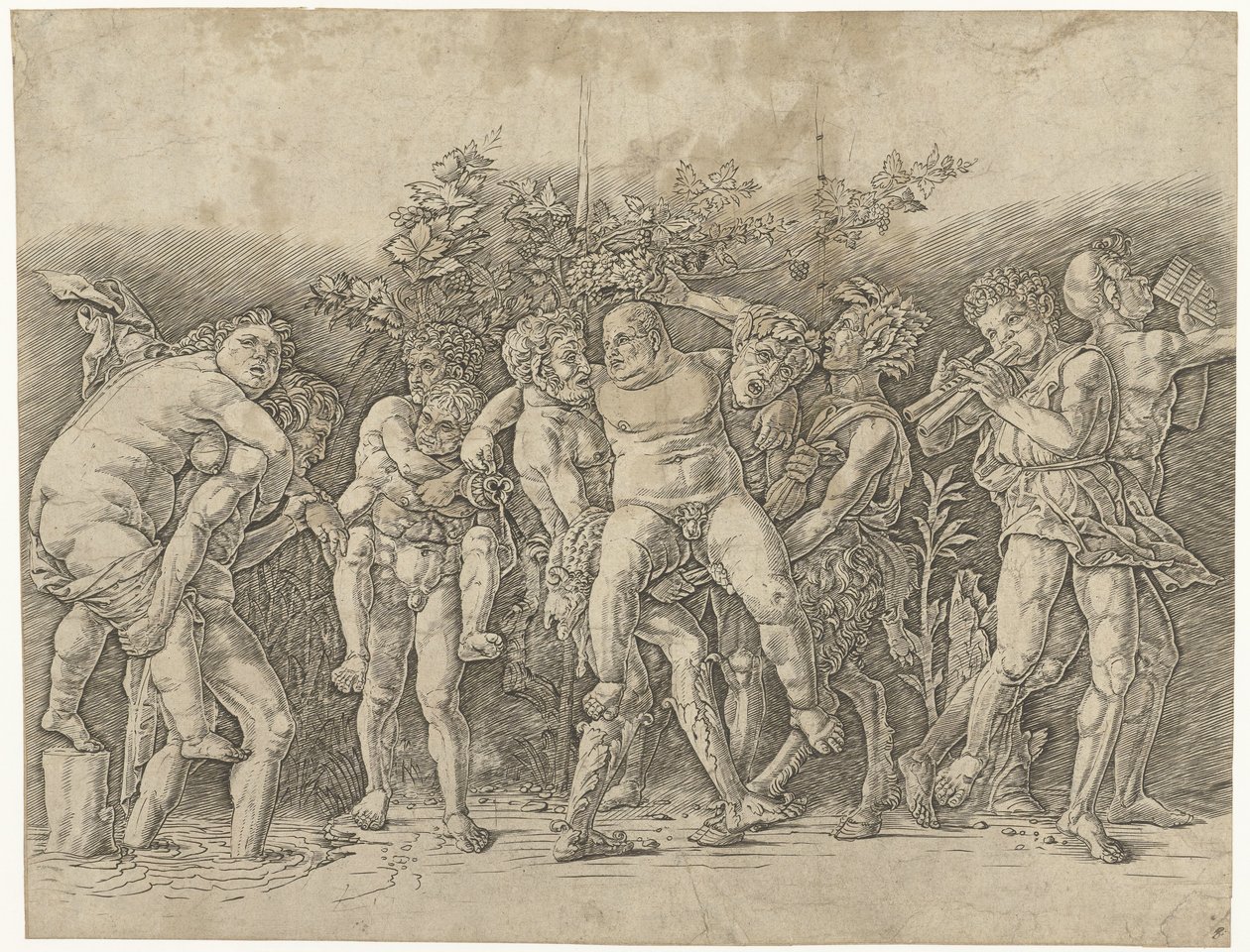 Bacchanal se setkal se Silenusem od Andrea Mantegna