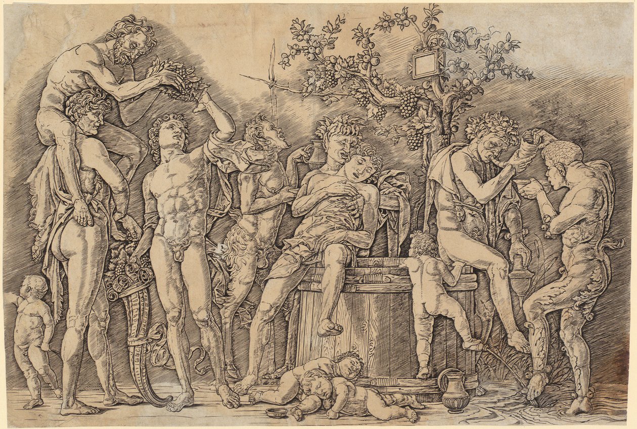 Bacchanal mit einem Weinfass od Andrea Mantegna