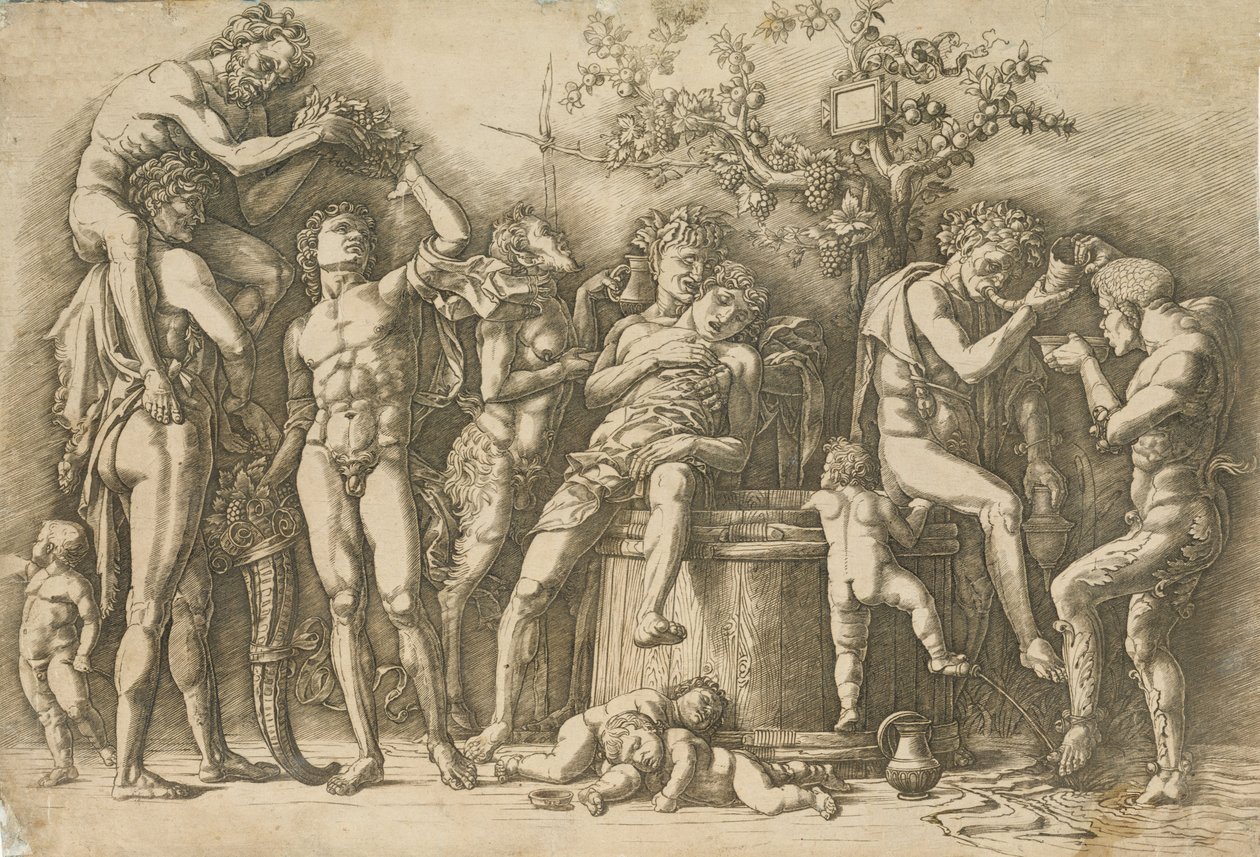 Bacchanal s kádí na víno, ca. 1470-90. od Andrea Mantegna