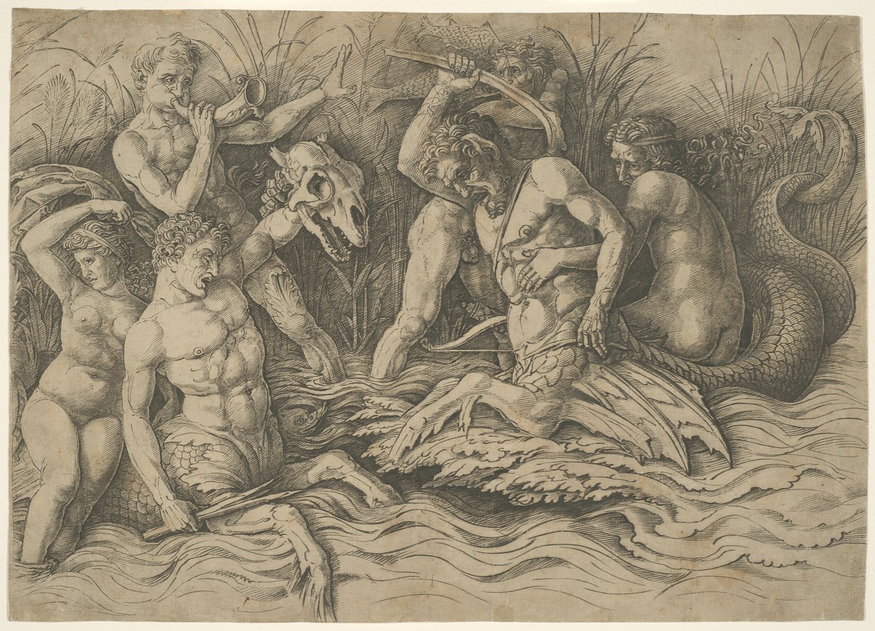 Battle of the Sea Gods: Right Half of a Frieze od Andrea Mantegna