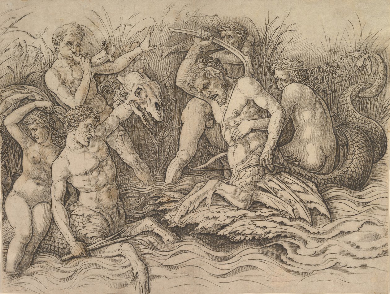 Battle of the Sea Gods Pravá část vlysu, ca. 1485-88. od Andrea Mantegna