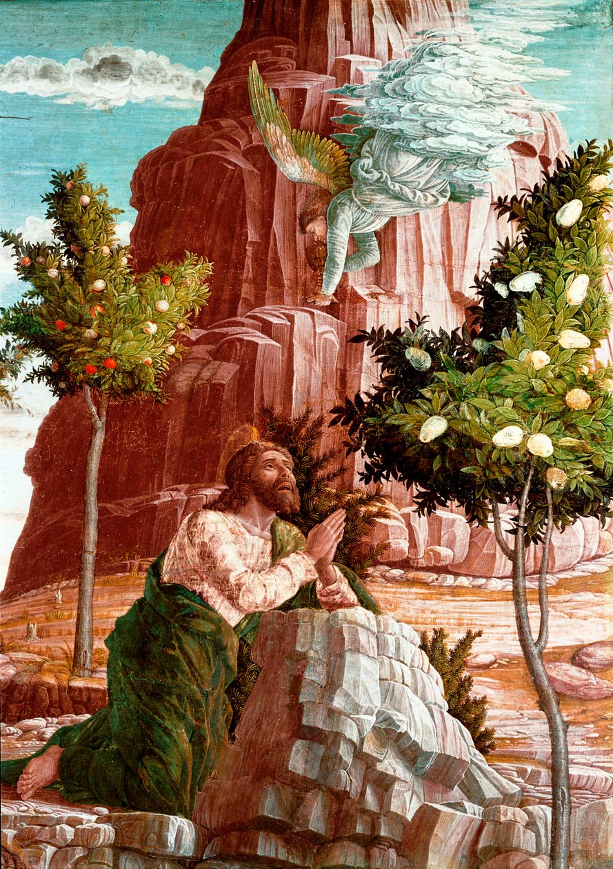 Kristus se modlí v Olivové zahradě. Detail. Predelle oltářního obrazu San Zeno de Verona. Malba (tempera) na dřevě od Andrea Mantegny (1431-1506) od Andrea Mantegna