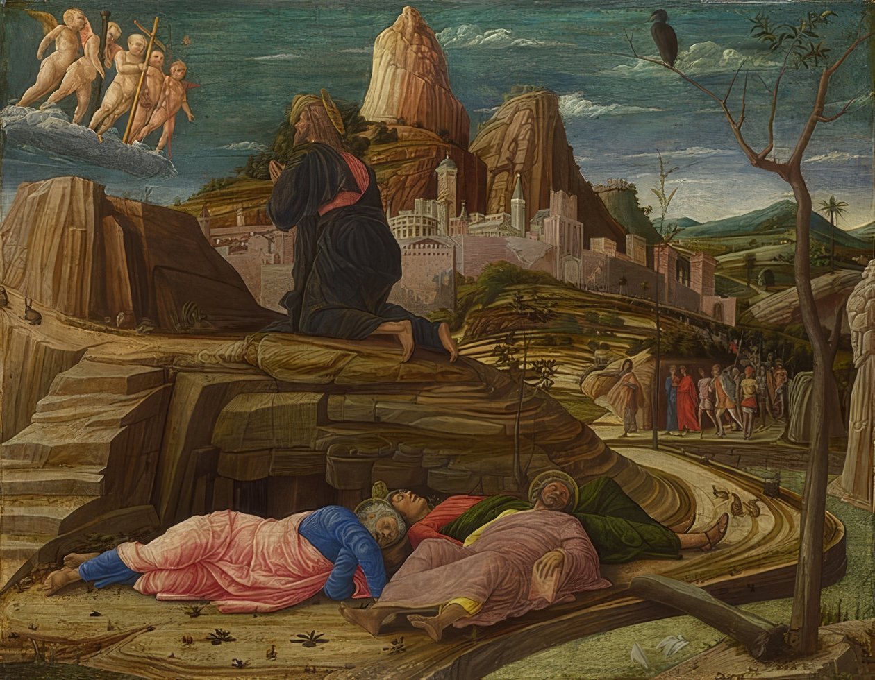 Kristus na hoře Olivetské. Kolem 1458-60 od Andrea Mantegna