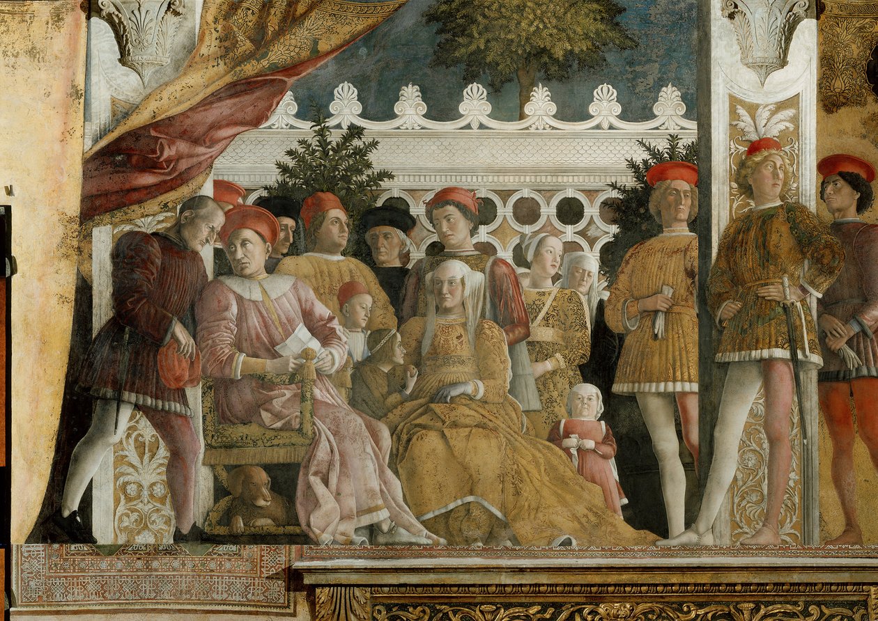 Court of Gonzaga Fresco v Camera degli Sposi v Palazzo Ducale v Mantově, 1474 od Andrea Mantegna