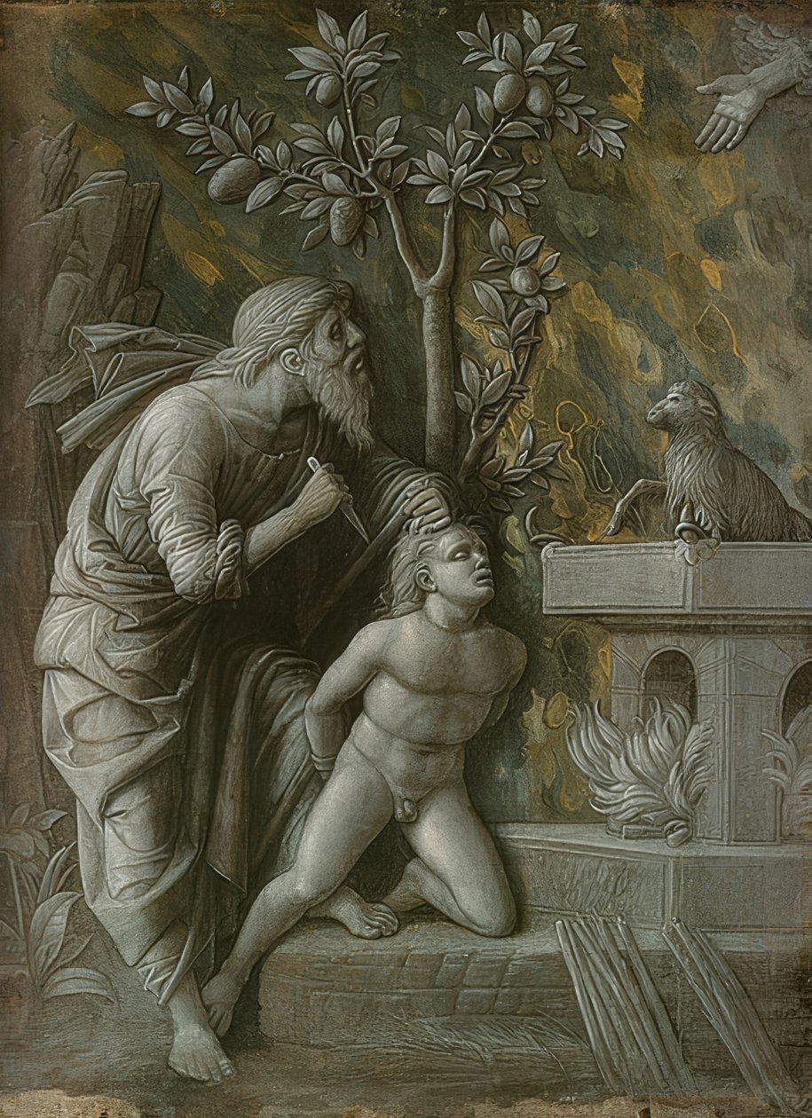 Oběť Izáka. Kolem 1490-95 od Andrea Mantegna