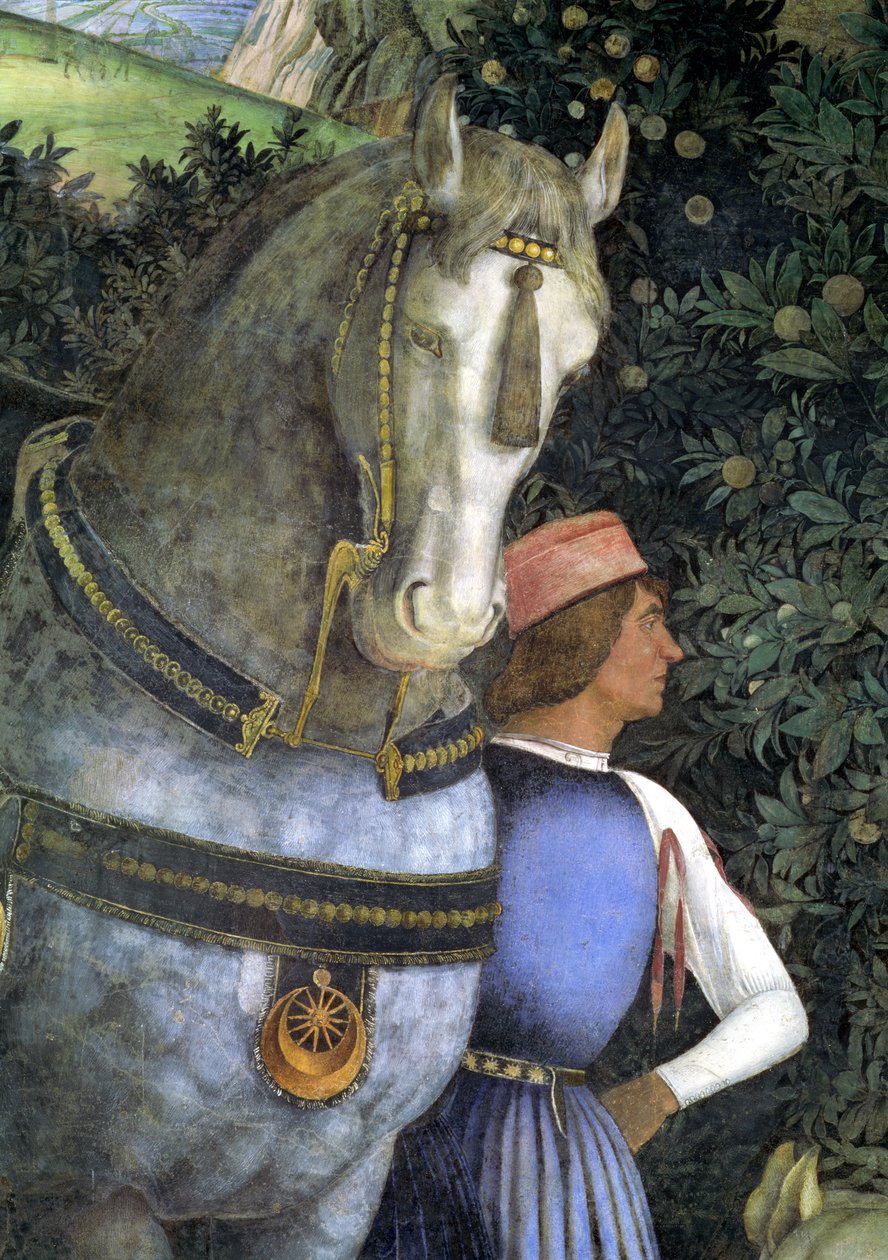 Kůň a ženich, z Camera degli Sposi nebo Camera Picta, 1465-74 detail fresky z 78449 od Andrea Mantegna