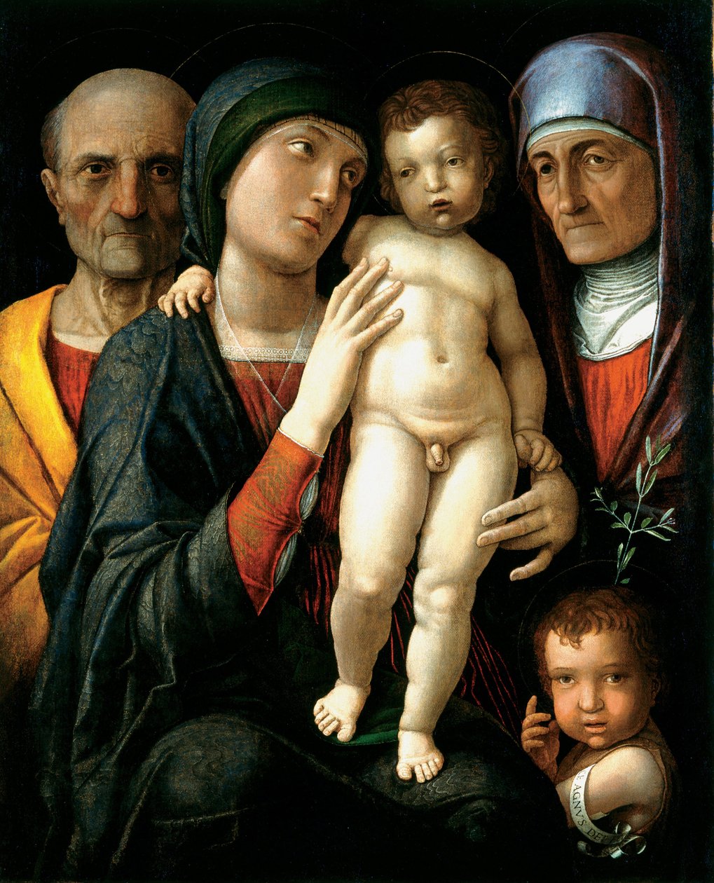 La Sainte Famille (Svatá rodina) - obraz Andrea Mantegna (1431-1506), olej na plátně (75x61,5), cca 1495 - Státní umělecká galerie, Drážďany (Německo) od Andrea Mantegna