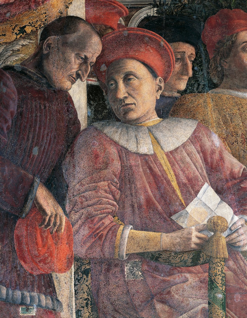 Ludovico Gonzaga a poradce Marsilio Andreasi, detail z Court Wall od Andrea Mantegna (1431-1606), freska, hrad San Giorgio, Svatební komnata nebo Camera Picta, Mantova od Andrea Mantegna