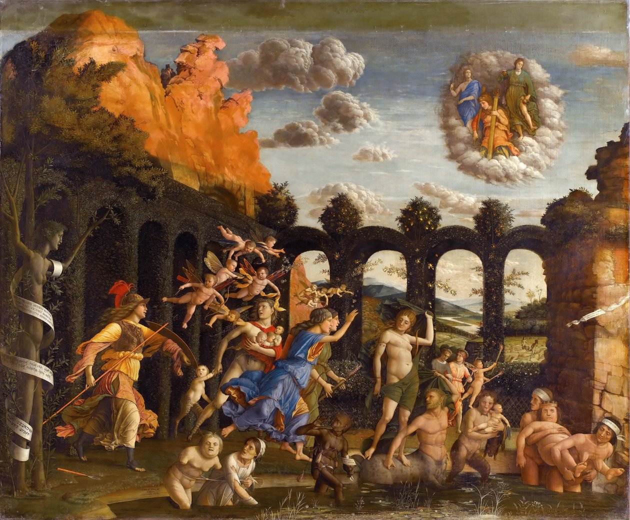 Minerva vyhání neřesti ze zahrady ctnosti od Andrea Mantegna