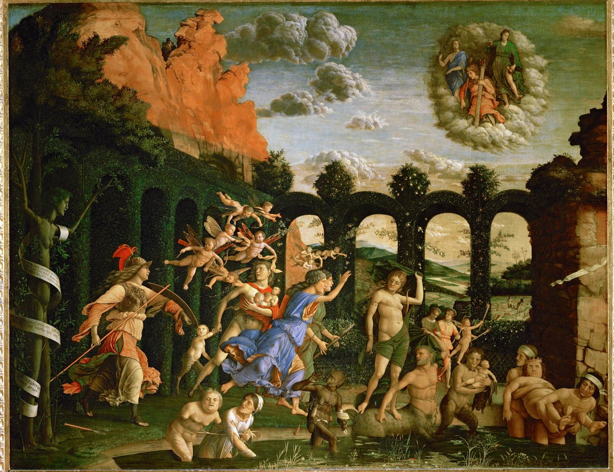 Minerva, Moudrost, pronásledování neřestí ze zahrady ctnosti... od Andrea Mantegna