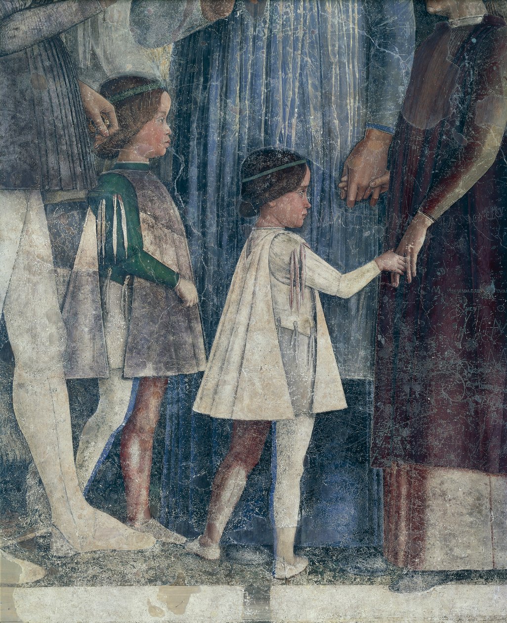 Sigismund a Francesco II Gonzaga, detail z Meeting Wall od Andrea Mantegna (1431-1606), freska, hrad San Giorgio, Svatební komnata nebo Camera Picta, Mantova od Andrea Mantegna