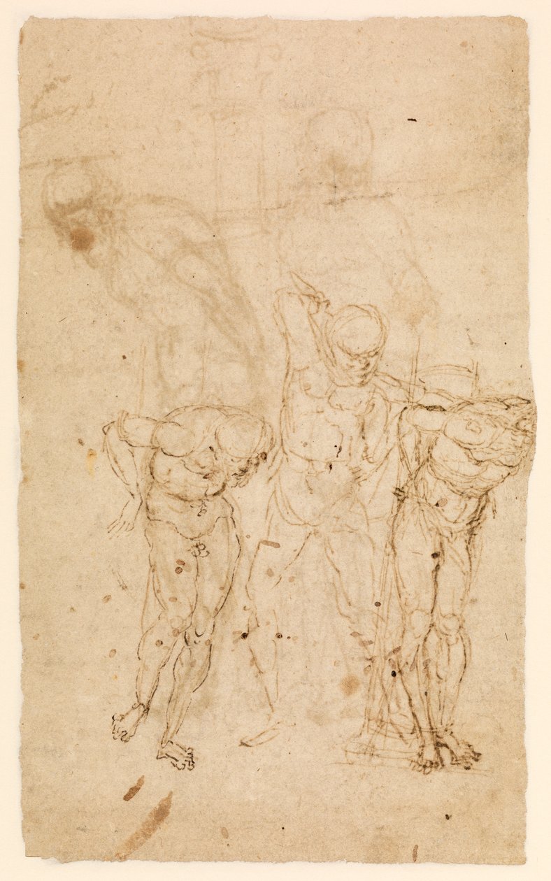 Studie pro Krista u sloupu (verso), c.1460-65 (pero a inkoust na papíře) [viz také 5934515] od Andrea Mantegna